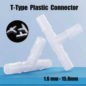 T-Piece Three Way Plastic Connector Pipe Tube Equal Tee Joint Fitting 1.6-15.8mm - Picture 1 of 27
