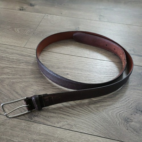 Cintura COACH pelle brunita 3745 marrone artigianale uomo tg 36 fibbia ottone massiccio