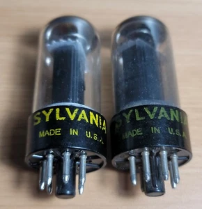 6V6GT SYLVANIA MATCHED PAIR BLACK PLATE TUBES 7% MATCH *eTRACER* PAIR 8 - Picture 1 of 2