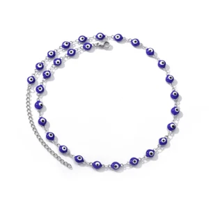 Blue Evil Eye Silver Ankle Chain Anklet - Picture 1 of 1