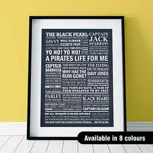 THE PIRATES OF THE CARIBBEAN Typography Print (available in 8 colours) - Picture 1 of 34