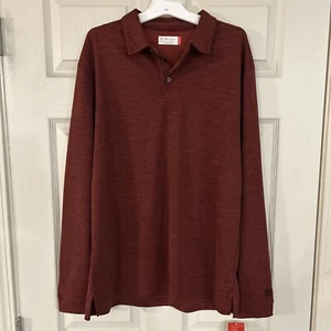 Ben Hogan Long Sleeve Red Stripe Polo Golf Shirt Size Medium Wicking - Picture 1 of 4