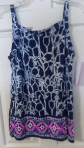 Lilly Pulitzer ADLEY TANK TOP High Tide Navy Lucky Bamboo Size Small - Picture 1 of 11