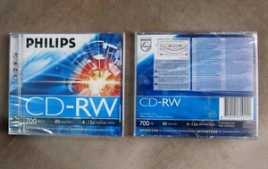 Philips CD-RW 4-12x Speed 700mb 80min Rewritable New & Sealed (Two) - Picture 1 of 3