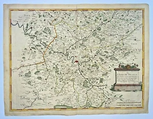 FRANCIA ISLA DE FRANCIA PARÍS 1651 NICOLAS SANSON GRAN MAPA ANTIGUO SIGLO 17 - Imagen 1 de 12