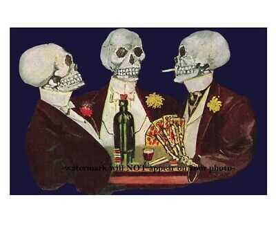 Scary Skeletons PHOTO Creepy Smoking Drinking...