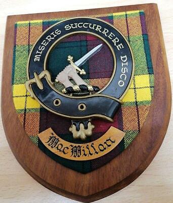 Vintage Old Scottish Carved Clan MacMillan McMillan Tartan Plaque Crest Shield Z • 52.50£