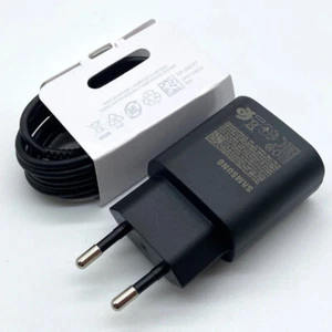 SAMSUNG Original Chargeur Rapide 25W NOIR + Câble 1m USB-C Galaxy S24 S22 A55... - Photo 1/6