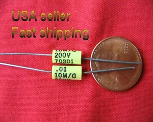 5 pcs - .01uf (0.01uf) 200v axial metalized poly film capacitors - Picture 1 of 2