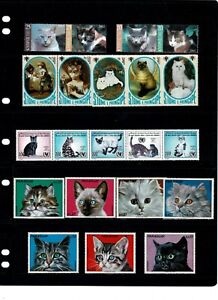 Sellos gatos diferentes paises 3 hojas clasificadoras ver imagenes stamps cats 