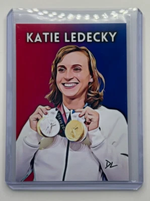 Tarjeta coleccionable olímpica Katie Ledecky edición limitada firmada por artista de Estados Unidos 4/10 Foto 1 de 2