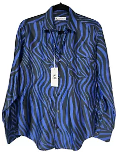 Camisa de vestir Cobra para hombre azul italiano negro cebra con cuello X-Grande XL - Imagen 1 de 6