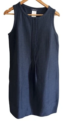 Vestido MAX MARA Talla 10 EE. UU. / 14 AU Azul Marino Vestido recto Midi Túnica Delantal Foto 1 de 4