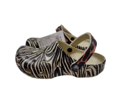 Zueco Crocs Classic Animal Remix para mujer talla 8 para hombre 6 cebra leopardo 207840-2Y9 Foto 1 de 4