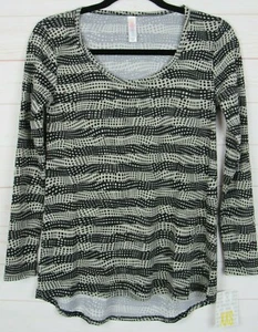 Top donna Lularoe Lynnae nero e grigio a righe taglia XXS nuovo con etichetta - Foto 1 di 3