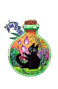 Original ACEO Cat Potion Ink Line Art Medium Marker on Paper Signed By Artist - Picture 1 of 1