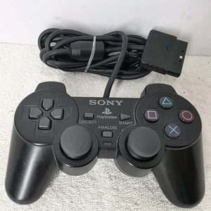 OEM Sony PlayStation 2 PS2 Wired DualShock Controller Black SCPH-100010 - Picture 1 of 16