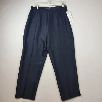 Calça Josephine Chaus Preta 100% Seda Clássica Feminina Tamanho 14 Nova $98 - Imagem 1 de 4