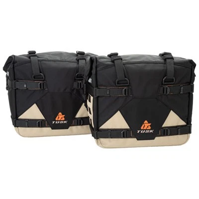 Tusk Pannier Racks With Pilot Bags Black/Tan For SUZUKI DR650S DR650SE - Image 1 of 1