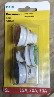 NUEVO Sellado Eaton Bussmann 3 Piezas BP/SL-A SL 15A-20A-30A Fusibles Retardo de Tiempo 3A3579 Foto 1 de 2