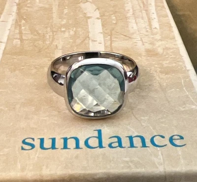 Новый с Ярлыками Sundance каталог граненый квадратный синий топаз серебро кольцо размер 7 - Изображение 1 из 4