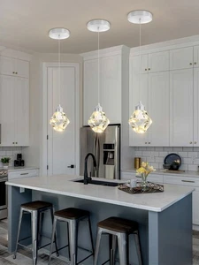 Crystal Pendant Light for Kitchen Island,Silver Chandelier Lights Fixture, Ha... - Picture 1 of 9