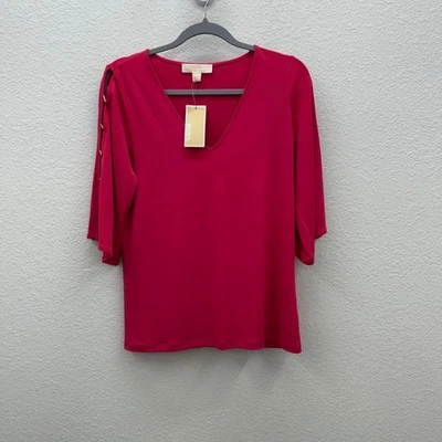 Michael Michael Kors Deep Pink Open Sleeve Blouse Shirt Top Womens sz Small NEW - Image 1 of 4