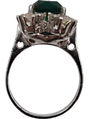 Кольцо серебряного цвета с зеленым драгоценным камнем стиль настройки T2710 FMHJ2 - Изображение 1 из 4