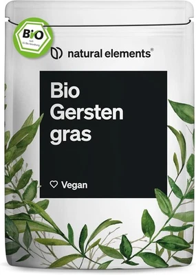 natural elements Bio Gerstengras Pulver 500g – 100% nachhaltig angebaut in...  - Bild 1 von 4