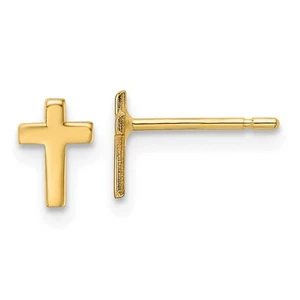 10k Polished Cross Post Earrings - Picture 1 of 3