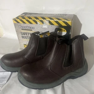 Botas de seguridad con puntera de acero para hombre ropa de trabajo talla 10 marrón etiquetadas nuevas - Imagen 1 de 9