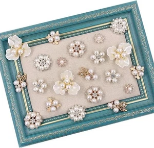 Pearl Embellishments - 21pcs Rhinestone Buttons, 21pcs, Gold,Pearl,Silver - Picture 1 of 8