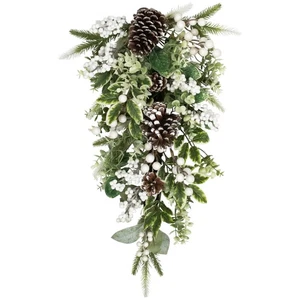 Northlight Glittered Berries and Eucalyptus Artificial Christmas Teardrop Swag - Picture 1 of 9