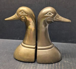 Set Fermalibri Vintage Ottone Ponderato Anatra Mallard MCM Corea 6,25"H x 7"L x 3"W - Foto 1 di 4
