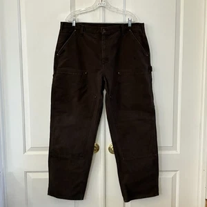 Pantalones Carhartt Para Hombre 38x30 Marrón Peto Ajuste Doble Rodilla B136 DKB Pato Lona - Imagen 1 de 12