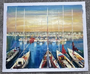 Veleros de arte moderno, barco, barcos, mar, 20x24, pintados al óleo hechos a mano sobre lienzo - Imagen 1 de 13