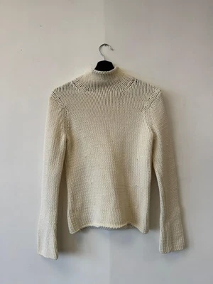 Vintage GAP Sweater Small Ivory Chunky Knit Mock Neck Raglan Cotton Blend Y2K - Image 1 of 4