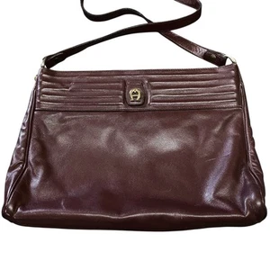Bolso de Hombro Cartera Vintage Etienne Aigner Clásico Cuero Borgoña Marco Flexible - Imagen 1 de 10