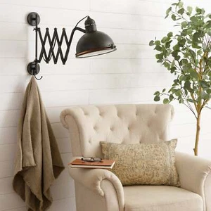 Accordion Wall Sconce Light in distressed black metal - Picture 1 of 5