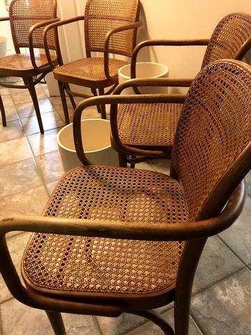 Vintage Thonet Bentwood cane chairs pre WWII made in Poland original set of 4 Cover