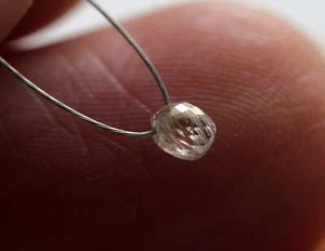 3x2mm White Diamond Briolette Bead, 0.17 Cts Natural Diamond Faceted Tear Drop - Picture 1 of 8