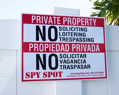 Private Property No Soliciting Trespassing Vinyl Decal SignEnglish/Spanish