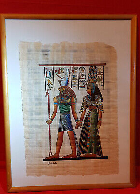 Handgemalter PAPYRUS Aus Ägypten - Horus Mit Königin Nefatari – Papyrus Bild  • 19.99€