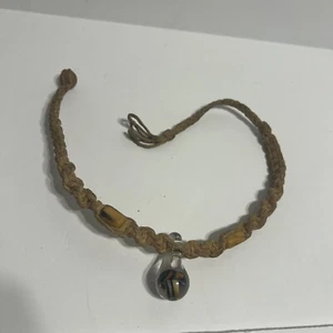 Vintage Blown Glass Hippie Mushroom Pendant Hemp Rope Necklace 70’s - Picture 1 of 7