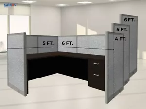 GOF 1P Office Workstation Cubicle w/ Desk Set (Espresso, 5'Dx6'W x 4', 5',6' H) - Picture 1 of 22