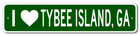 I Love Tybee Island, Georgia Metal Wall Decor City Limit Sign - Aluminum