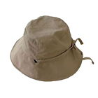 Flat Top Fisherman Hat Solid Color Sunshade Lace Up For Women Wide Brim