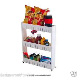 3 Tiers Slim Storage Organizer Roll Space Saver Pantry Kitchen Bathroom Laundry - Picture 1 of 11