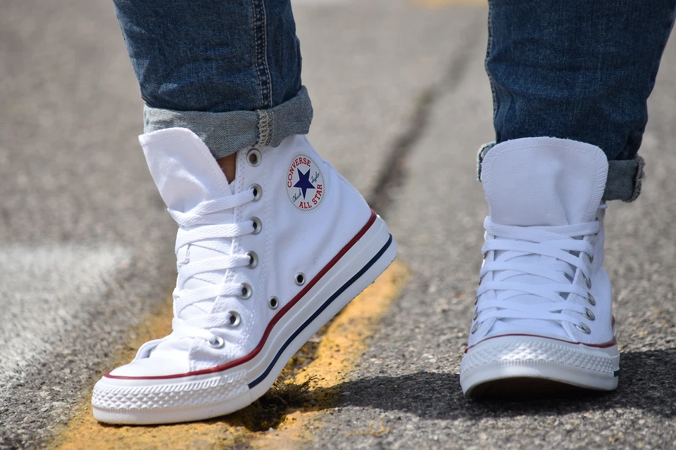 Converse All Star M7650C Alte Bianche Donna Uomo Tessuto Cotone Bianco Sneakers - Immagine 1 di 1