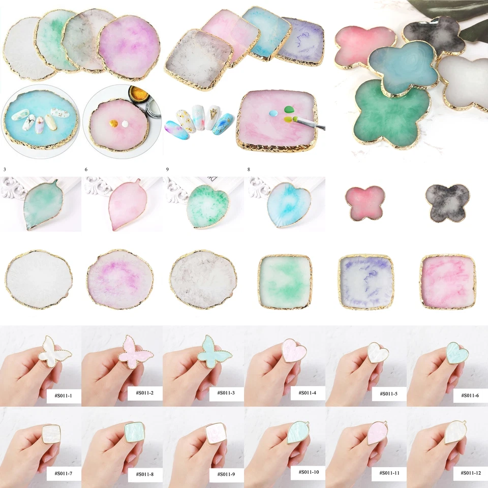 Nail Art Ring Palette Resin Agate Plate UV Gel Polish Mixing UK Jewelry Display✿ - Image 1 of 4
